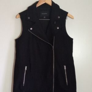 Banana Republic black wool longline moto vest women's size medium